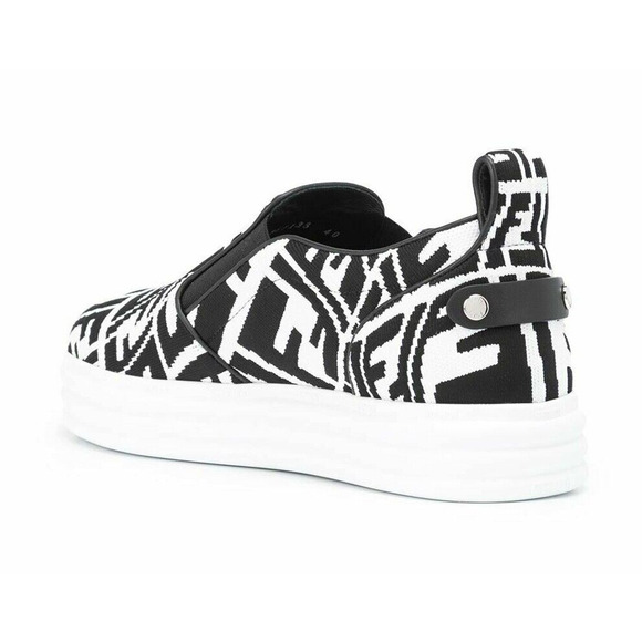 Fendi Vertigo Black White FF Logo Platform Low Top Trainer Slip On Sneaker 37.5 - Picture 8 of 12